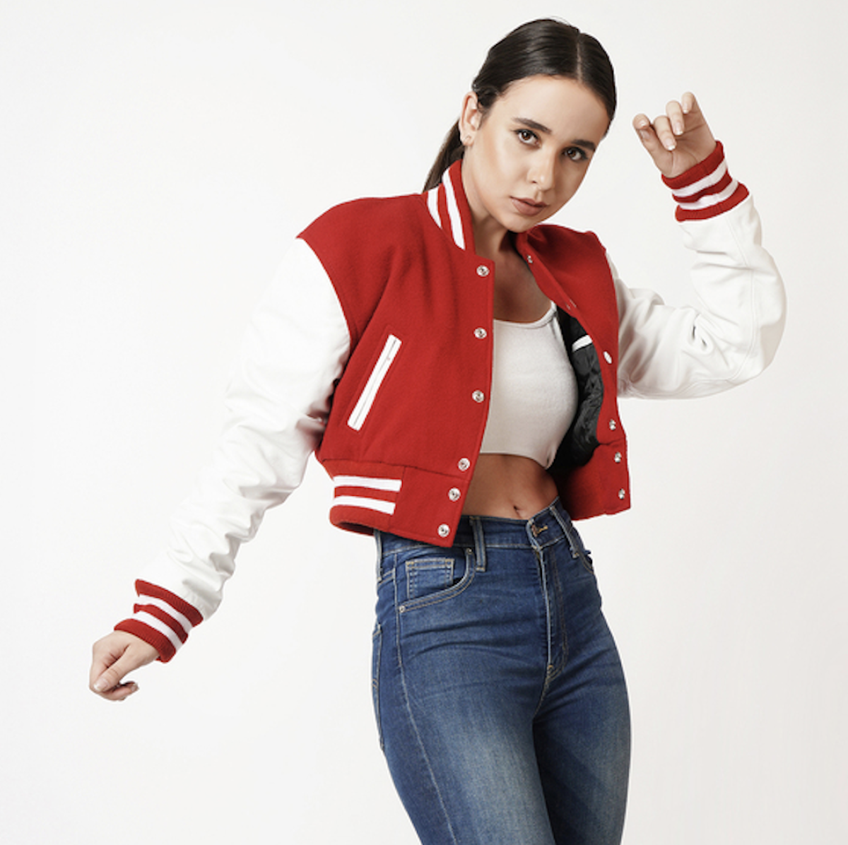 Cropped jacket outlet red